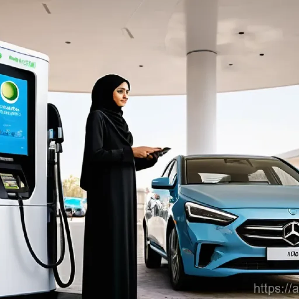 신용카드로 주유비 할인 - **Prompt: Empowered Fueling in a Modern Arab Setting**
A vibrant, realistic image of a modern, c...