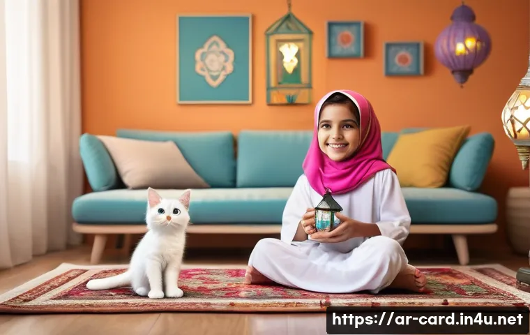 체크카드 추천 앱 - **Prompt:** A young Arab girl, around 7 years old, wearing a colorful, modest hijab and a playful su...